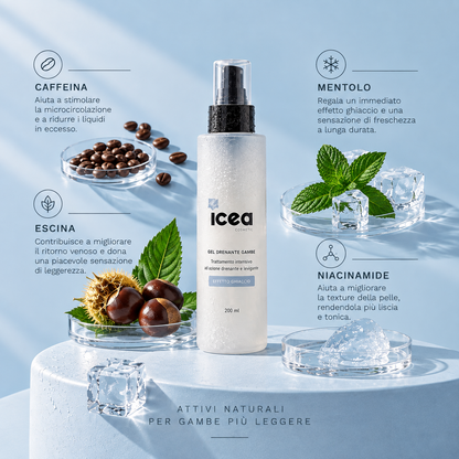 ICEA Gel Drenante Gambe Effetto Ghiaccio – 200 ml